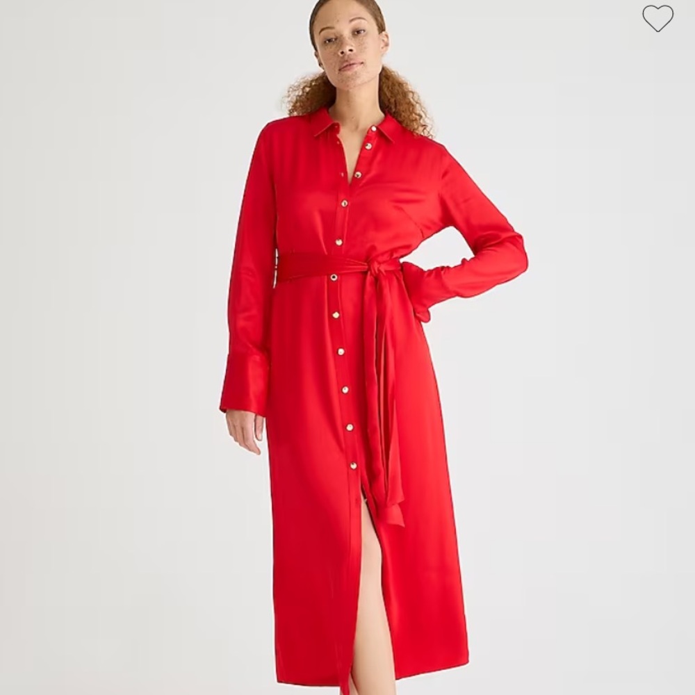 NWT Drapey shirtdress in luster crepe in festival red
